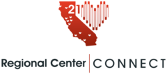 Regional Center Connect Logo with 21 Regional Centers Heart and State of California